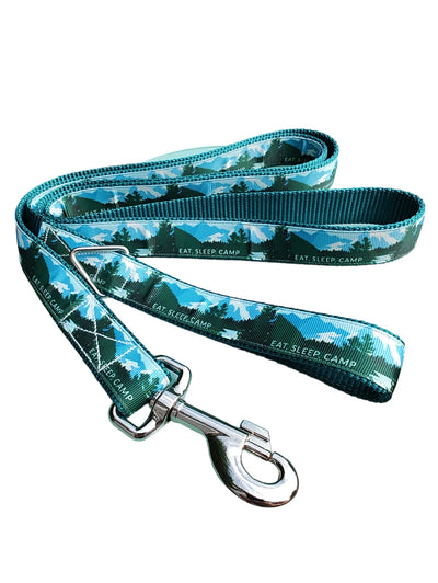 Coleira e Guia de Nylon Super Resistente Eat, Sleep, Camp para Cães