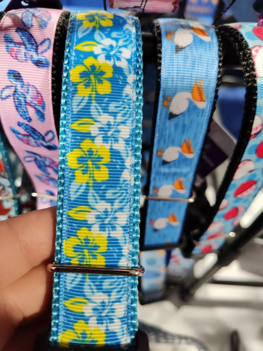 Coleira de cachorro de nylon Flores havaianas