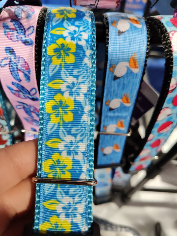 Coleira de cachorro de nylon Flores havaianas