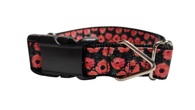 Red Poppy Flowers Nylon Dog Collar