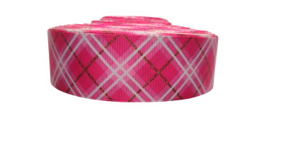 1.5" Wide Pink Plaid Nylon Dog Collar