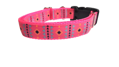 Coleira para Cães em Nylon Tribal Rosa 2