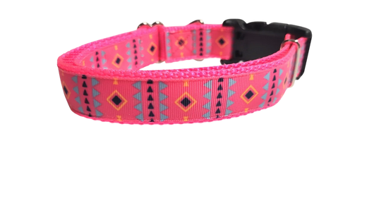 Coleira para Cães em Nylon Tribal Rosa 2