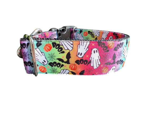 Rainbow Ghosts Dog Collar 1.5" - Heavy-Duty Nylon Made in USA