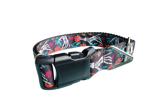 Halloween Skeleton Hands Dog Collar - Durable Nylon