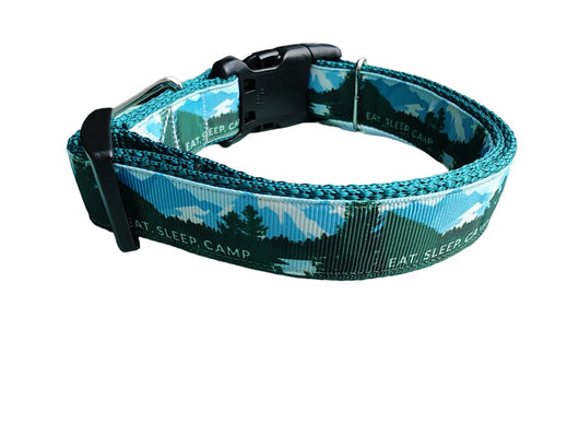 Coleira e Guia de Nylon Super Resistente Eat, Sleep, Camp para Cães