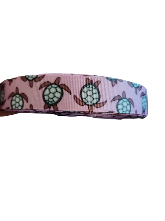 Coleira de cachorro de nylon de tartarugas marinhas pequenas rosa