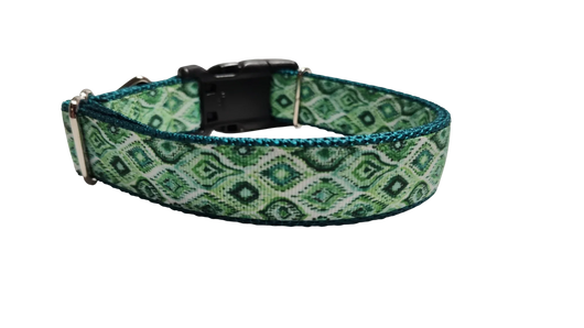 Coleira de Cachorro de Nylon com Estampa Marroquina Verde