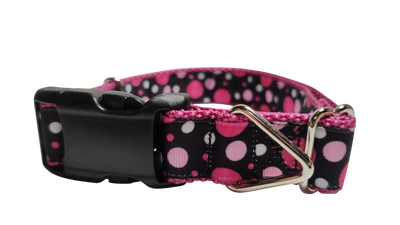 Pink Polka Dots Pattern Nylon Dog Collar
