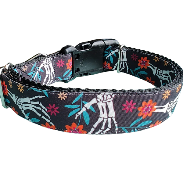 Halloween Skeleton Hands Dog Collar - Durable Nylon
