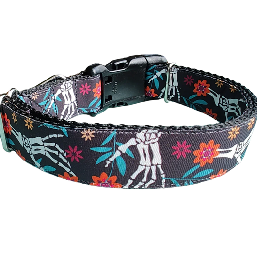 Halloween Skeleton Hands Dog Collar - Durable Nylon