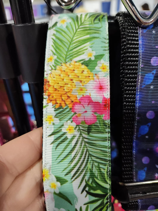 Coleira de Nylon para Cachorro com Abacaxi Tropical - 3,8 cm de Largura