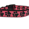 Black Glitter Paws On Pink Nylon Dog Collar