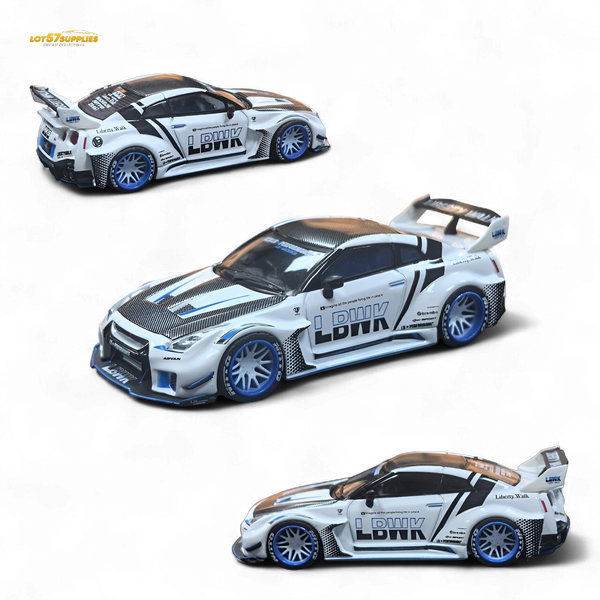 MC LB GTR R35 GT - White Blue Stripe Carbon Roof 1:64