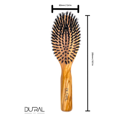 Dural Olive wood boar bristles hair brush - 9 rows - Tekeno