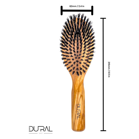Dural Olive wood boar bristles hair brush - 9 rows - Tekeno