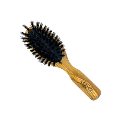 Dural Olive Wood rubber cushion hair brush with boar bristles - Tekeno