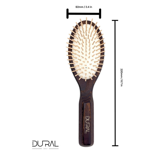 Dural Thermo-wood rubber cushion hair brush with wooden pins - Tekeno