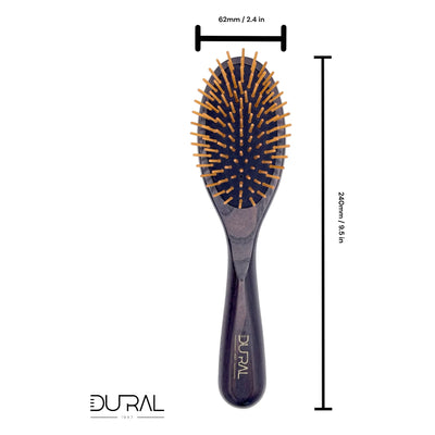 Dural Ash Wood rubber cushion hair brush with wooden pins - Tekeno