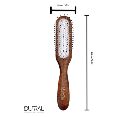 Dural Beech wood rubber cushion hair brush with steel pins and ball tips - Tekeno