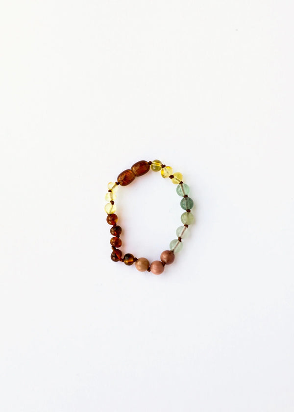 Raw Baltic Sea Amber + Rainbow Stone || Anklet • Bracelet