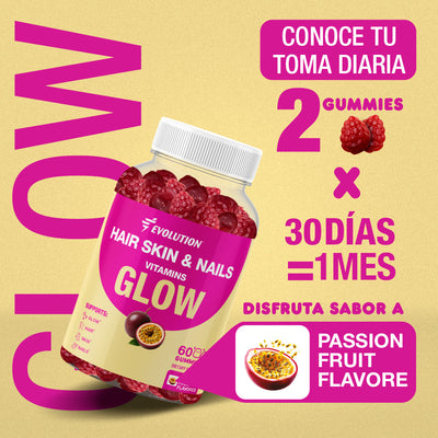 Evolution GLOW - Vitaminas para Cabelo, Pele e Unhas