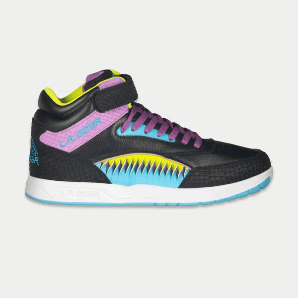 LA Gear Flame Hightop Feminino | Preto x Roxo x Turquesa